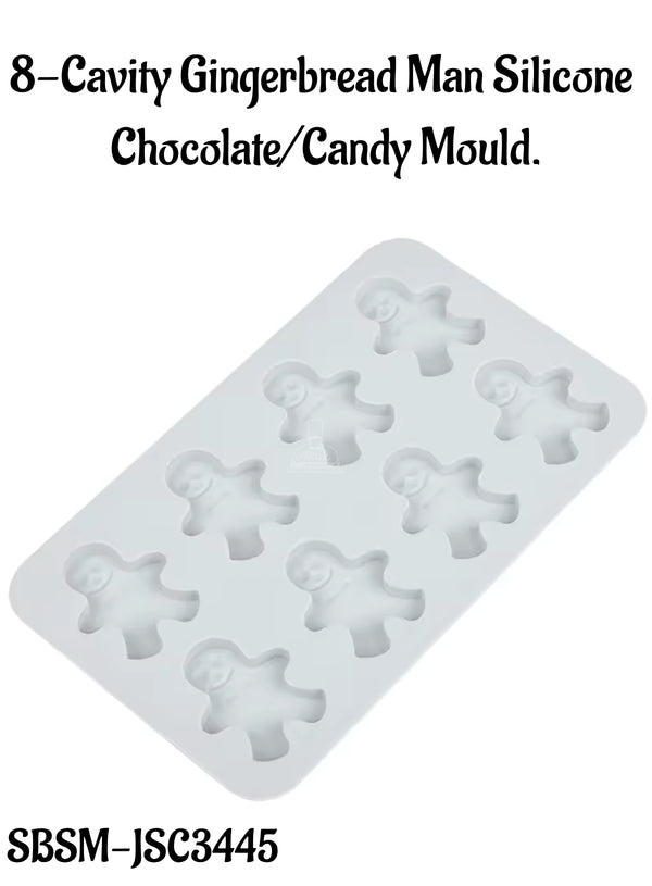 CAKE DECOR™ 8-Cavity Gingerbread Man Silicone Chocolate/Candy Mould - SBSM-JSC3445