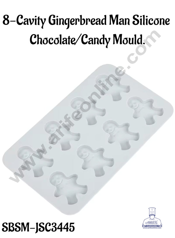 CAKE DECOR™ 8-Cavity Gingerbread Man Silicone Chocolate/Candy Mould - SBSM-JSC3445