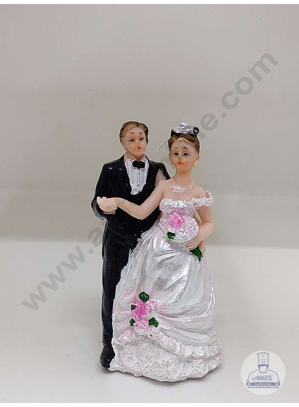 CAKE DECOR™ 1 Pcs Wedding Couple Cermaic Figure Cake Topper Decorations (SBCT-10688B-R)