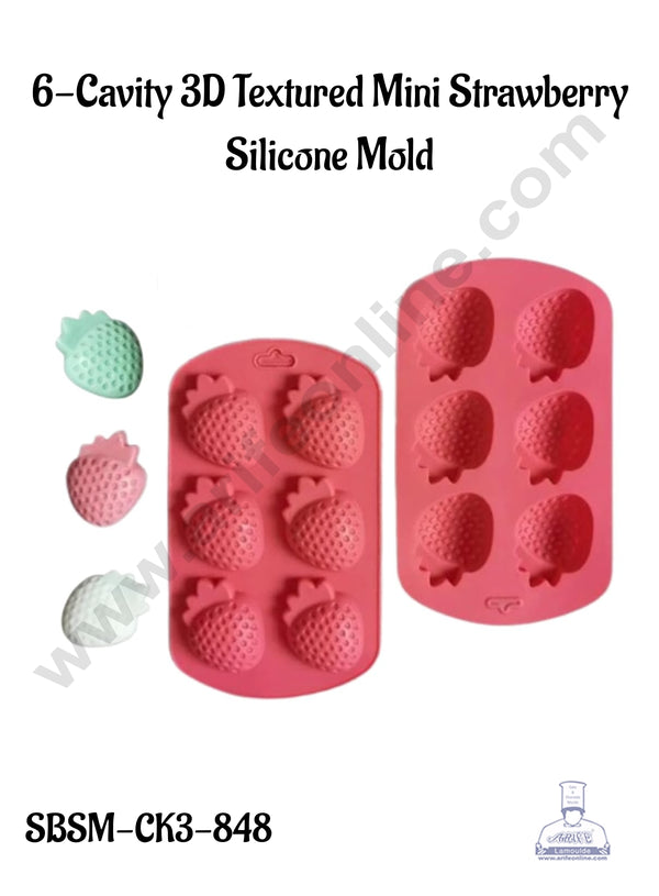 CAKE DECOR™ 6-Cavity 3D Textured Mini Strawberry Silicone Mold│SBSM-CK3-848│