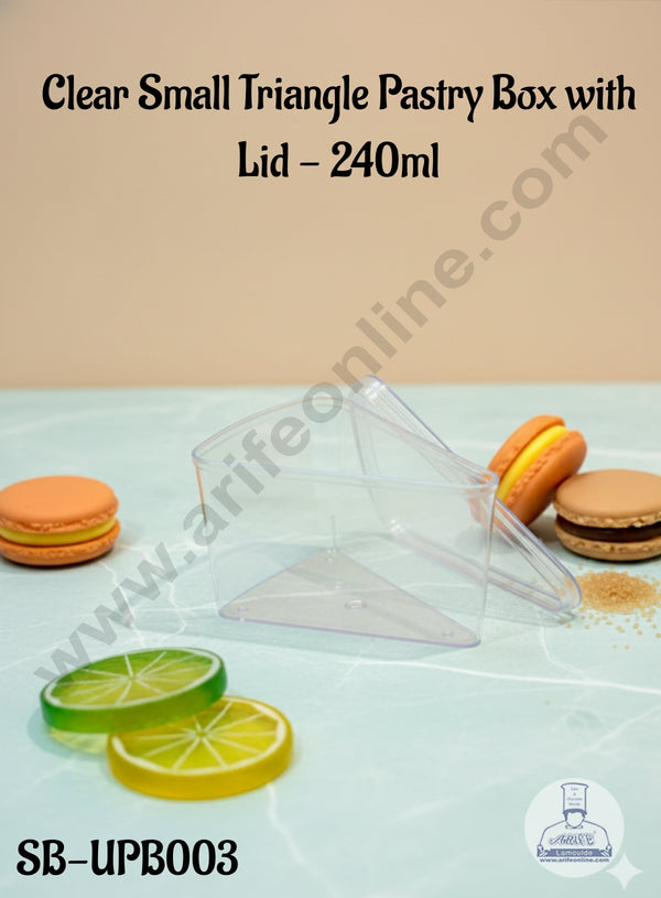 CAKE DECOR™ Clear Large Triangle Pastry Box with Lid - 240 ml (20 Pcs Pack)