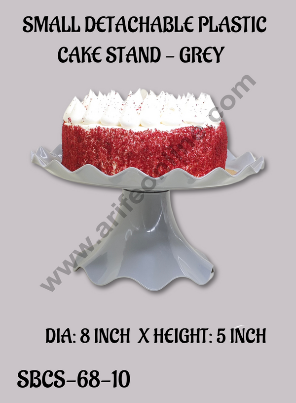 CAKE DECOR™ Small Detachable Plastic Cake Stand Wave Side | Cupcake Stand | Display Stand - Grey