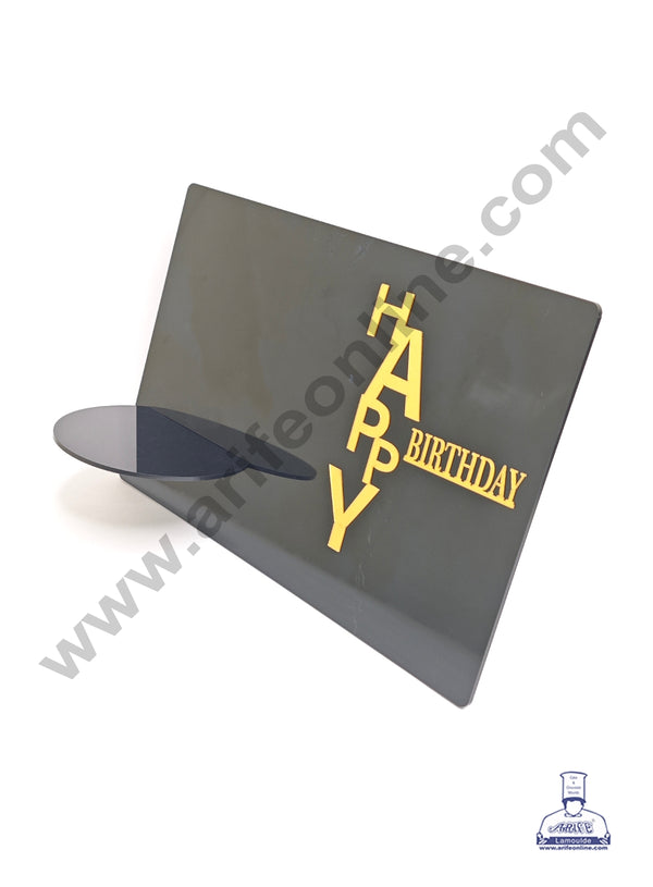Happy Birthday Acrylic Cake Frame Vertical Design | Black Detachable Cake Display Stand| Elegant Cake Presentation Board - CAKE DECOR™
