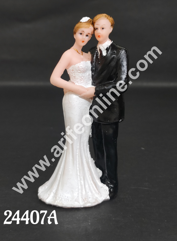 CAKE DECOR™ 1 Pcs Wedding Couple Ceramic Figure Cake Topper Decorations (SBCT-24407A-J)