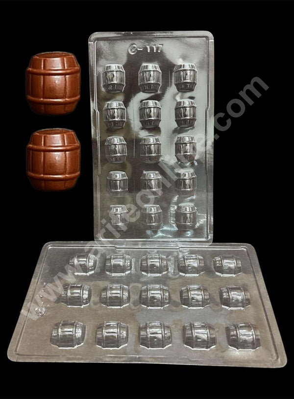 15 Cavity Barrel Shape Mould PVC Chocolate mould (1 pcs pack) E-117- CAKE DECOR™