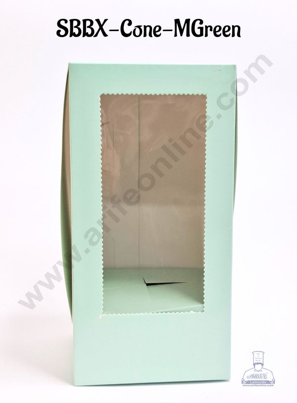 Mint Green Ice Cream Cone Cake Holder Box (1Pc)|11" x 5.5" x 5.5" - CAKE DECOR™