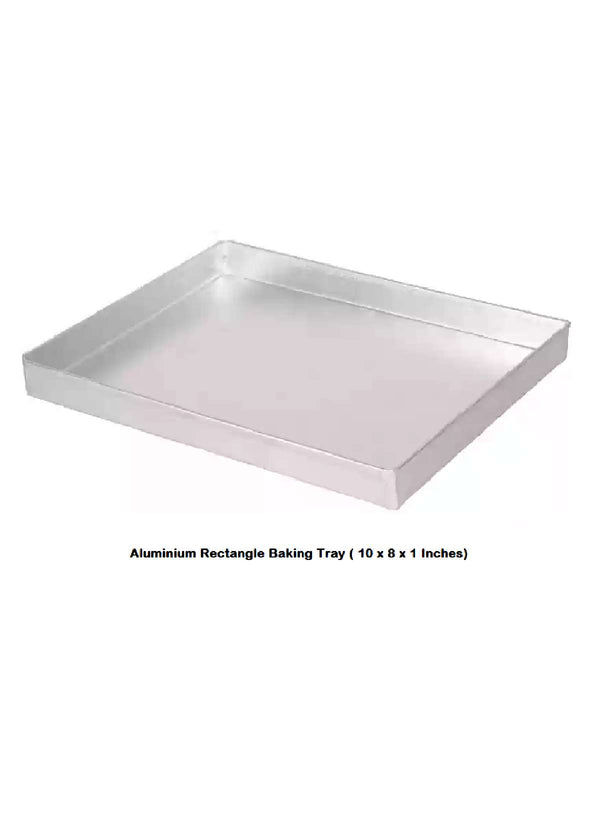 CAKE DECOR™ Aluminum Rectangle Cake Mould Baking Tray - (10 x 8 x 1 inches)