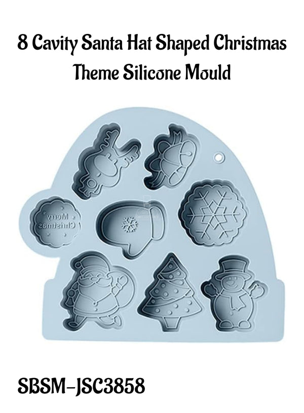CAKE DECOR™ 8 Cavity Santa Hat Shaped Christmas Theme Silicone Mould - SBSM-JSC3858