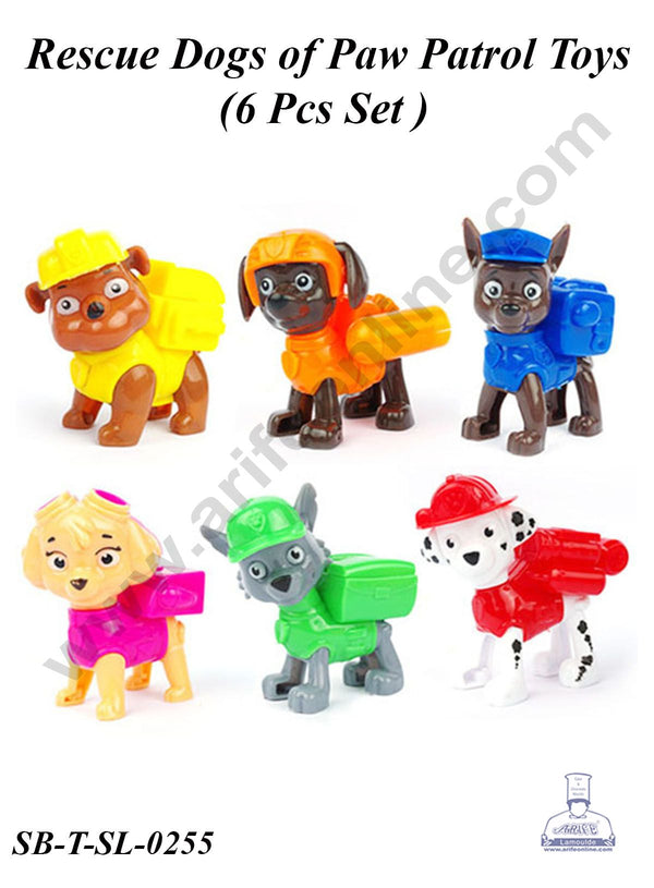 CAKE DECOR™ 6 Pcs Set Rescue Dogs of Paw Patrol Toys for Cake Topper(SB-T-SL-0255)
