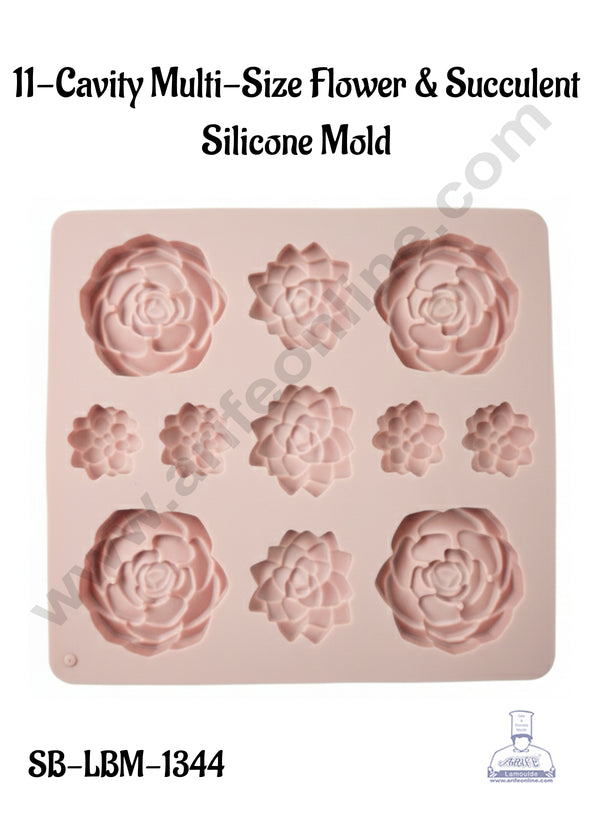 CAKE DECOR™ 11-Cavity Multi-Size Flower & Succulent  Silicone Mold│SB-LBM-1344│