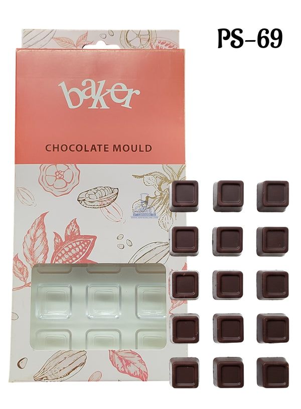 CAKE DECOR™ Regular Bakers 21-Cavity Square / Cube Polycarbonate Chocolate Mold |SBPS-69|1 Piece|