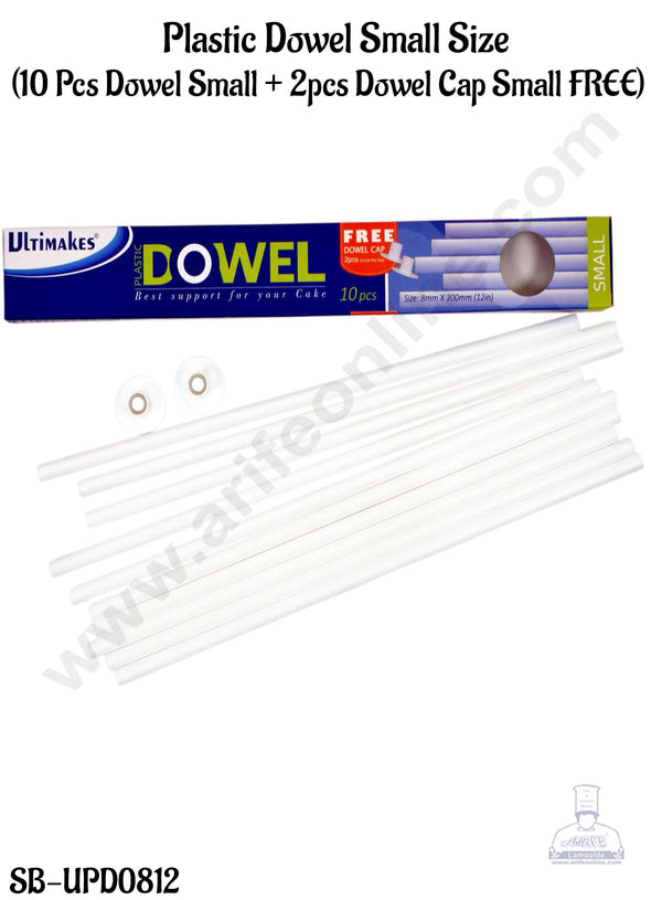 Ultimakes Plastic Dowel Small (10 Pcs Dowel Small + 2pcs Dowel Cap Small FREE)