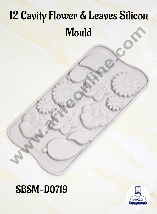 CAKE DECOR™ 12 Cavity Flower & Leaves Silicon Mould