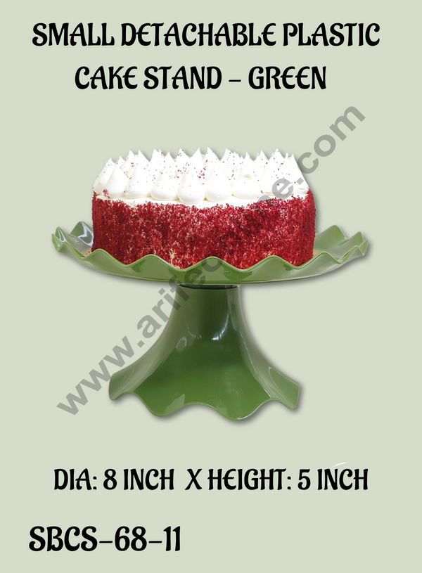 CAKE DECOR™ Small Detachable Plastic Cake Stand Wave Side | Cupcake Stand | Display Stand -Green