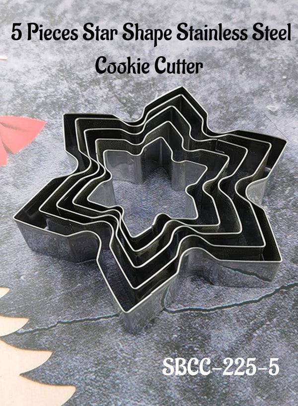 CAKE DECOR™ 5 Pcs Star Shape Stainless Steel Cookie Cutter|Cutter Bakeware Mould|
