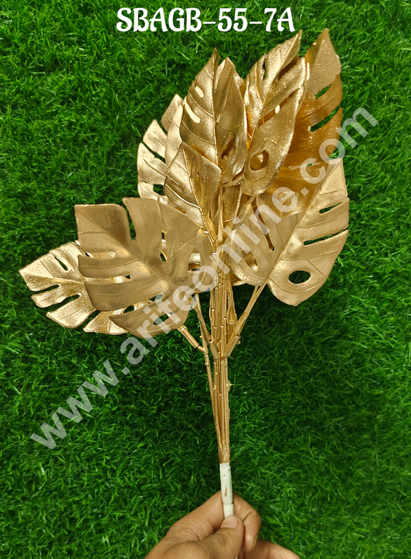 CAKE DECOR™ Artificial Gold Glittered Palm Leaf Decorative Item For Cake Decoration- 1 Stick (SBAGB-55-7A)