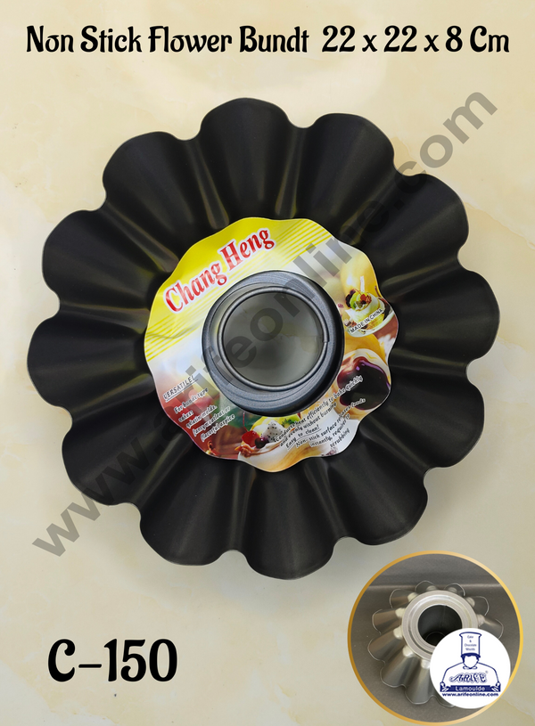 CAKE DECOR™ Non-Stick Flower Bundt Cake Pan – Fluted Tube Cake Mould (22 x 22 x 8 cm)