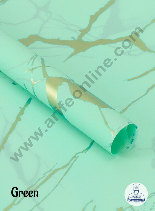 Korean Bouquet Wrapping Sheets | Premium Flower Wrapping Paper Marble Design  (Green)   - CAKE DECOR™