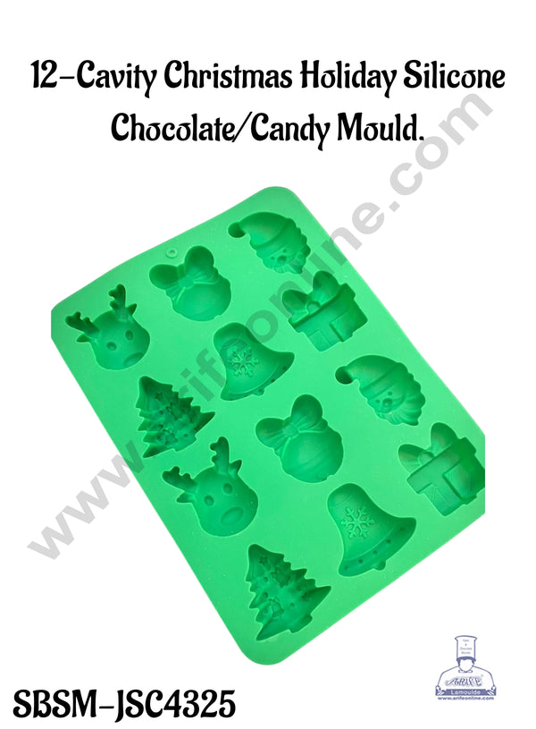 CAKE DECOR™ 12-Cavity Christmas Holiday Silicone Chocolate/Candy Mould - SBSM-JSC4325