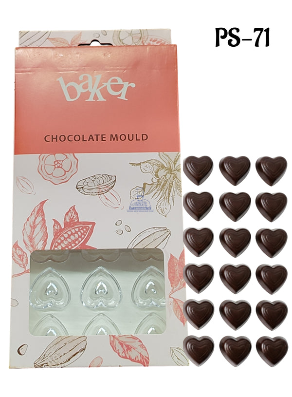 CAKE DECOR™ Regular Bakers 21-Cavity Polycarbonate Double Heart Shaped Chocolate Mould |SBPS-71|1 Piece|