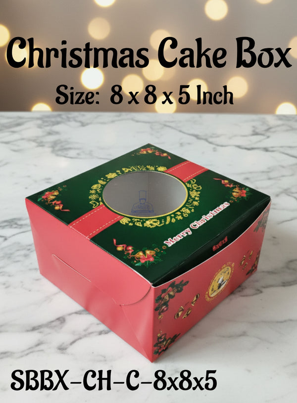 Large Christmas Cake Box | Size: 8 x 8 x 5  Inch | 10 Piece Pack - CAKE DECOR™