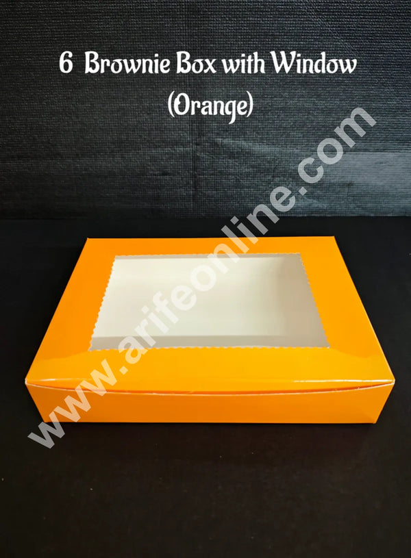 CAKE DECOR™ 6 Cavity Brownie Boxes Orange color | Brownie Carriers - 10 Pcs Pack