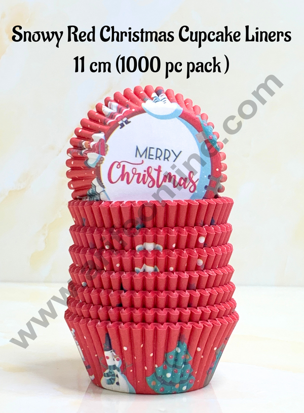 Cake Decor™ Snowy Red Christmas Cupcake  Liners - 11 cm | Baking Cups | Cupcake Mold Paper | Muffin  Liners | 1000 pcs Pack