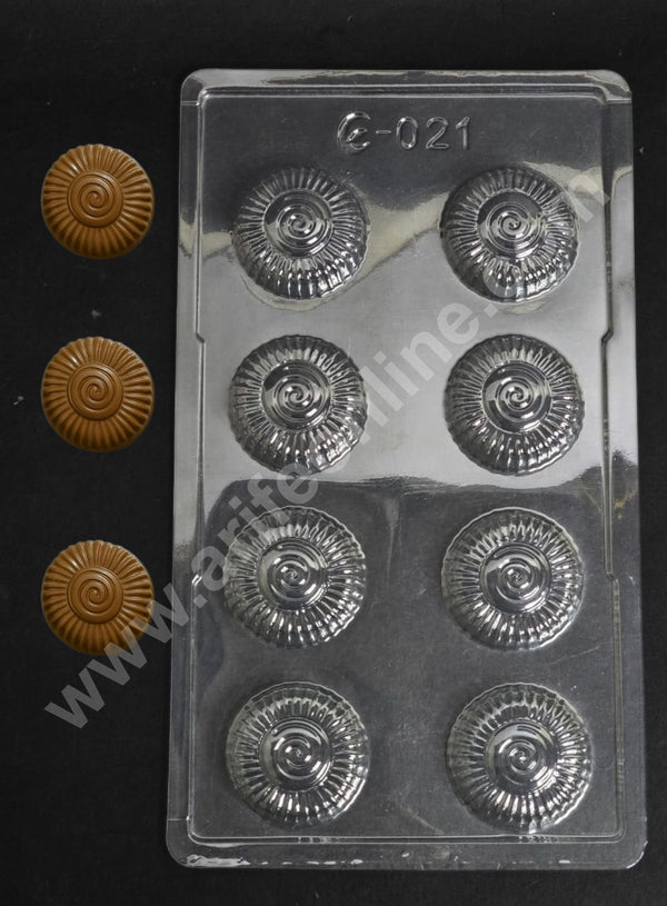 8 Cavity Spiral Round Shape Mould PVC Chocolate mould (1 pcs pack) E-021- CAKE DECOR™
