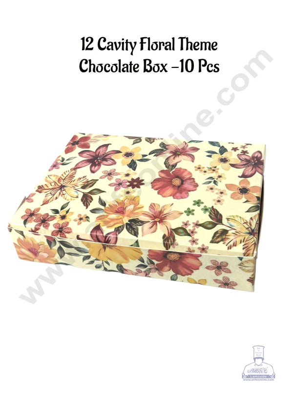 CAKE DECOR™ 12 Cavity Floral Theme Chocolate Box | Chocolate Carriers - 10 Pcs Pack