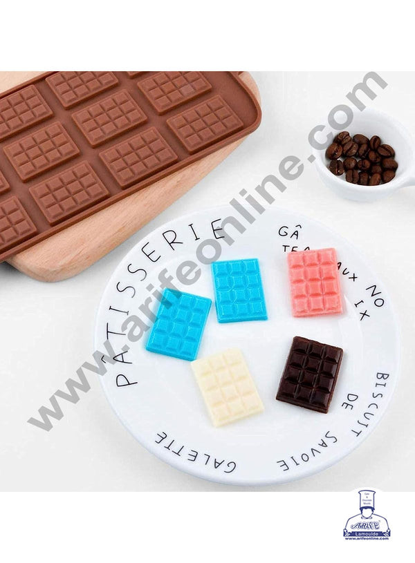 Cake Decor Silicon 12 Cavity Thin Dairy milk Brown Chocolate Mould, Ice Mould, Chocolate Decorating Mould