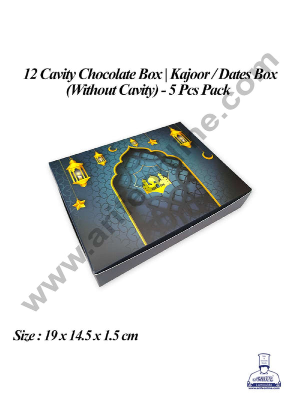 CAKE DECOR™ 12 Cavity Chocolate Box (Without Cavity) | Kajoor/Dates Box | Ramadan Theme | Sweet Box - 5 Pcs Pack