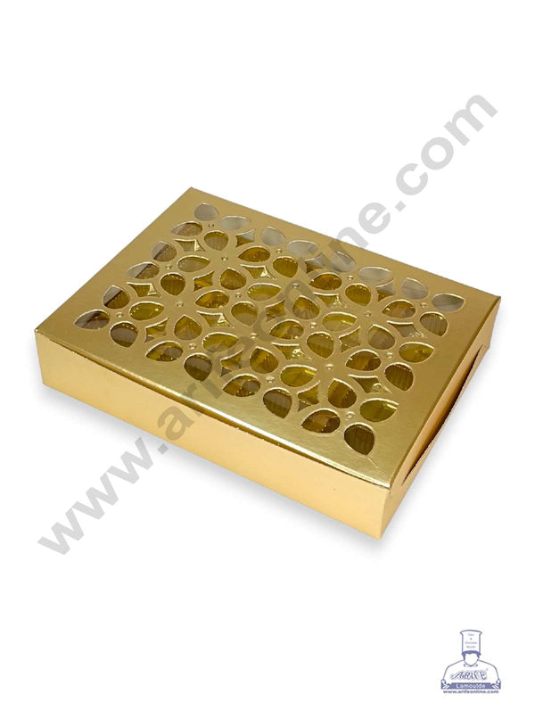 CAKE DECOR™ 12 Cavity Chocolate Box with Cavity & Cutout Window Without Handle ( 10 Piece Pack ) - Gold