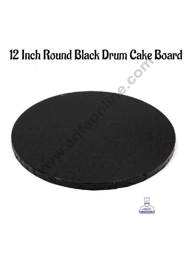 CAKE DECOR™ Black Round Drum Cake Board Cake Base - 12 inch