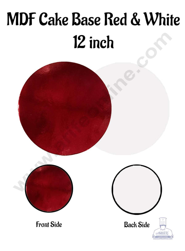 CAKE DECOR™ MDF Cake Base 12 Inch Round - Red and White Color - 10 PCS
