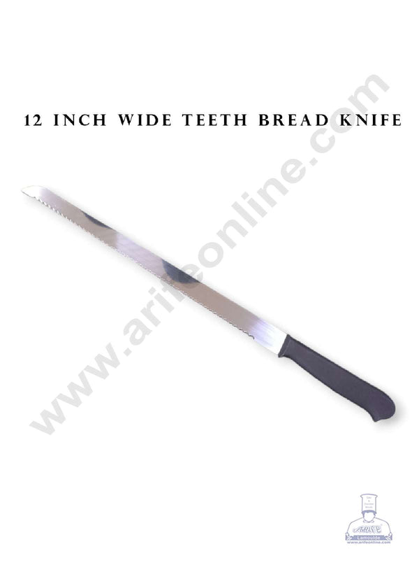 CAKE DECOR™ 12" Wide Teeth Black Handle Bread Knife | Cake Slicer