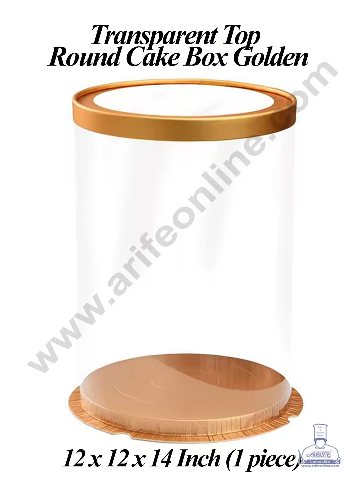 CAKE DECOR™ 1 Piece Transparent Top Round Cake Box Golden | Gift Box ...