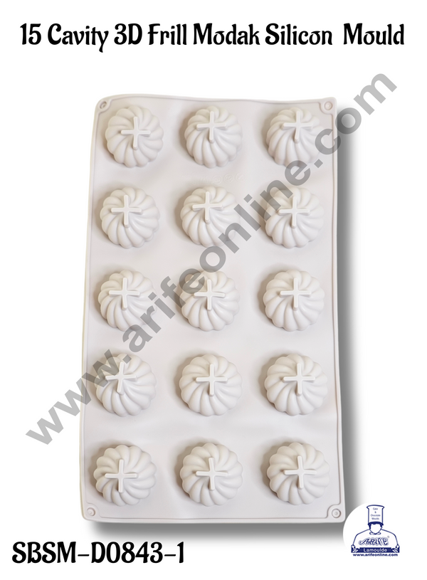 CAKE DECOR™ 15 Cavity 3D Frill Modak Silicon Mould