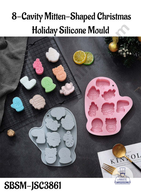 CAKE DECOR™ 8-Cavity Mitten-Shaped Christmas Holiday Silicone Mould - SBSM-JSC3861