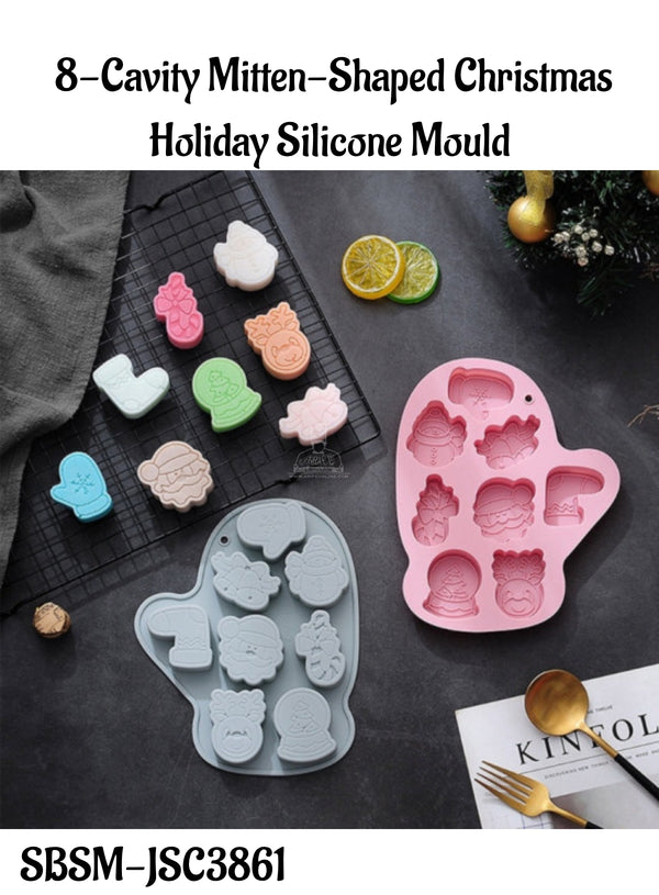 CAKE DECOR™ 8-Cavity Mitten-Shaped Christmas Holiday Silicone Mould - SBSM-JSC3861
