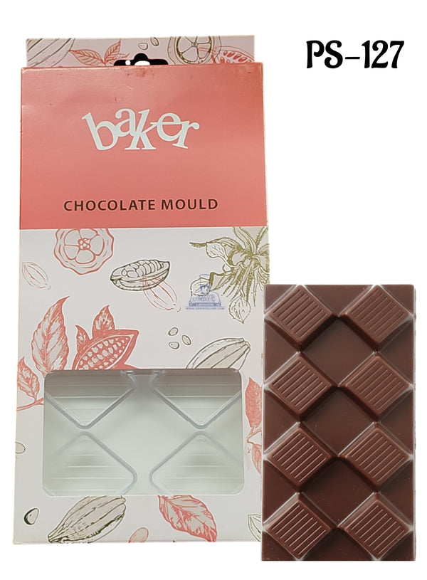 CAKE DECOR™ Regular Bakers 10-Cavity Polycarbonate Square Praline with Diagonal Pattern |SBPS-127|1 Piece|