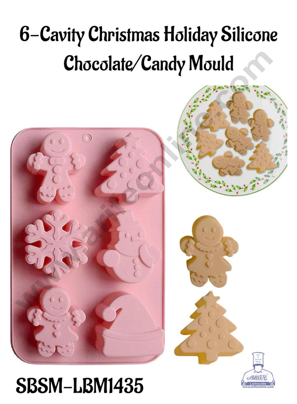 CAKE DECOR™ 6-Cavity Christmas Holiday Silicone Chocolate/Candy Mould - SBSM-LBM1435