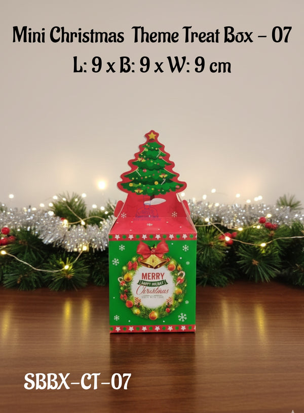 CAKE DECOR™ Mini Christmas Theme Treat Box - 07 | L: 9 x B: 9 x W: 9 cm |Gift Box | Candy Box | Cookies Box | Sweet Treats Box| SBBX-CT-07 (10 Pcs Pack)