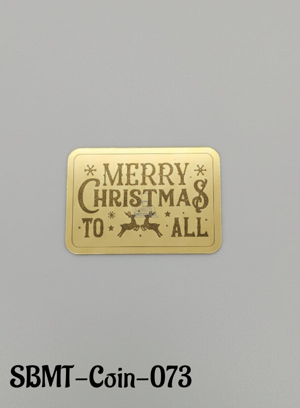 CAKE DECOR™ Acrylic Merry Christmas Coin Topper for Cake and Cupcakes ( SBMT-Coin-073)| 1 Piece |