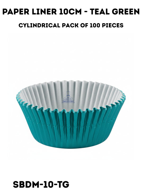 CAKE DECOR™  Teal Green Paper Liner For Cupcake and Muffins - Cylinder Pack 100 Pcs - 2 Inch Diameter X 1 Inch Height