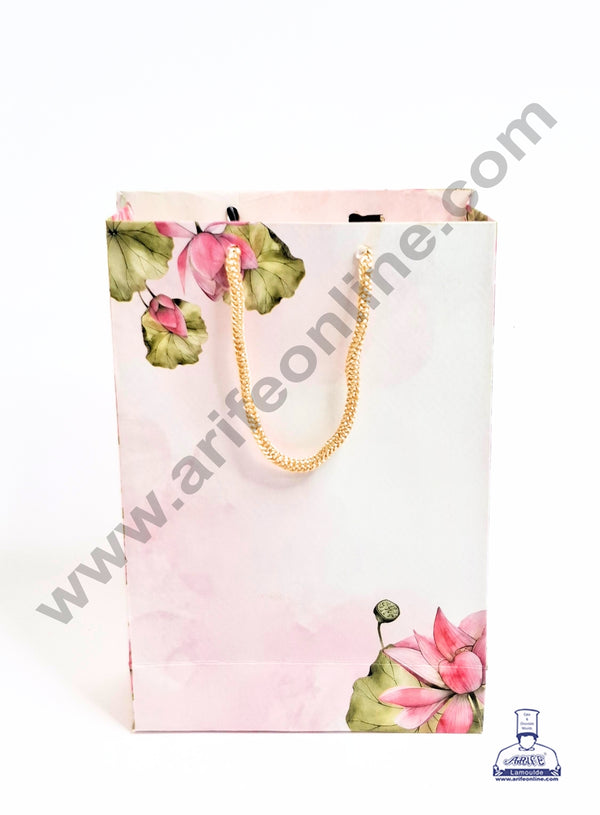 Floral Print Pink Gift Bag | Hamper Carry Bag (1 Piece) - CAKE DECOR™