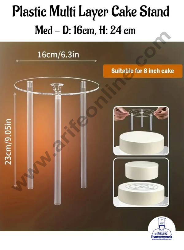 CAKE DECOR™  Medium 16 cm Acrylic Cake Separator | Tier Cake Separator Plates with 3 Straws | Multi-Layer Cake Separator Stand