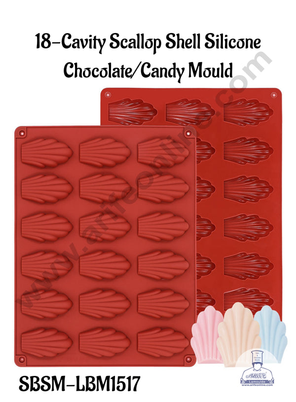 CAKE DECOR™ 18-Cavity Scallop Shell Silicone Chocolate/Candy Mould - SBSM-LBM1517
