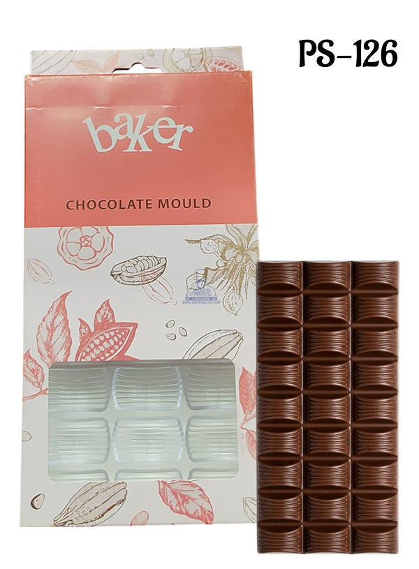 CAKE DECOR™ Regular Bakers 27-Cavity Polycarbonate Credit Suisse Style Chocolate Bar Mold |SBPS-126|1 Piece|