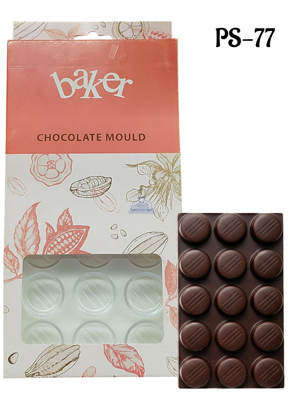 CAKE DECOR™ Regular Bakers 21-Cavity Polycarbonate Slanted Line/Groove Round Chocolate Mold |SBPS-77|1 Piece|