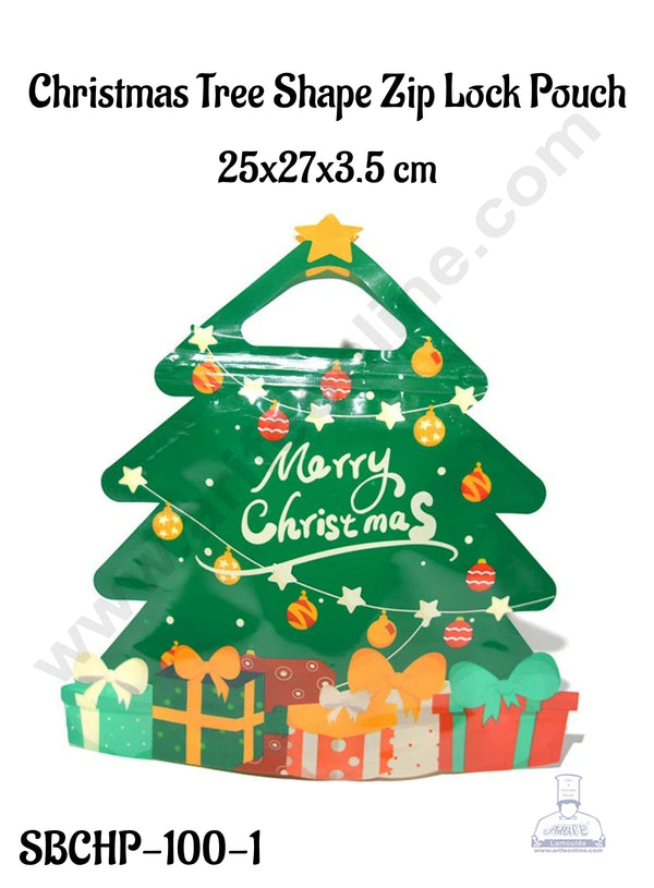 CAKE DECOR™ Christmas Tree Shape Zip Lock Pouch - 25x27x3.5 cm (SBCHP-100-1) | 1 Piece